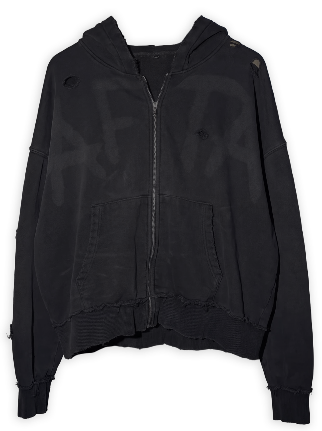 Acid Rain Distressed Zip Hoodie